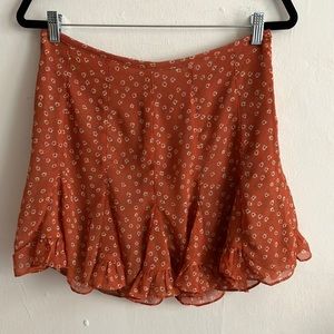 Vici | Orange Floral Pleated Mini Skirt